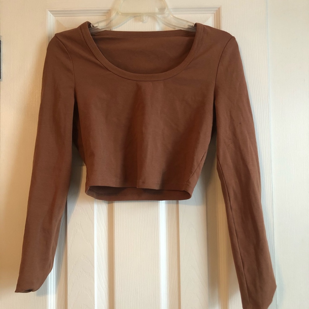 Orange Long Sleeve Crop Top.